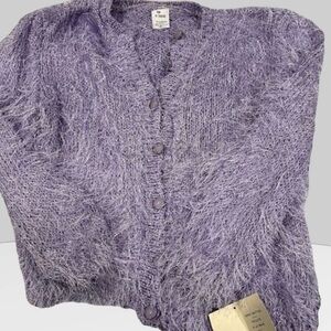 Vintage Lilac Purple Hand-Knitted From Italy Women's Cardigan Sweater M NWT